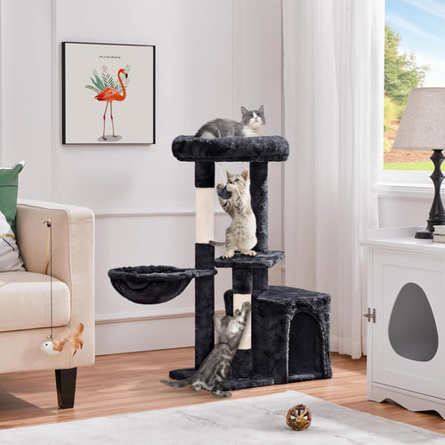 34” Cat Tree Tower for Indoor Cats & Kittens – Scratching Posts, Warm Condo, Plush Nest & Spacious Viewing Platform