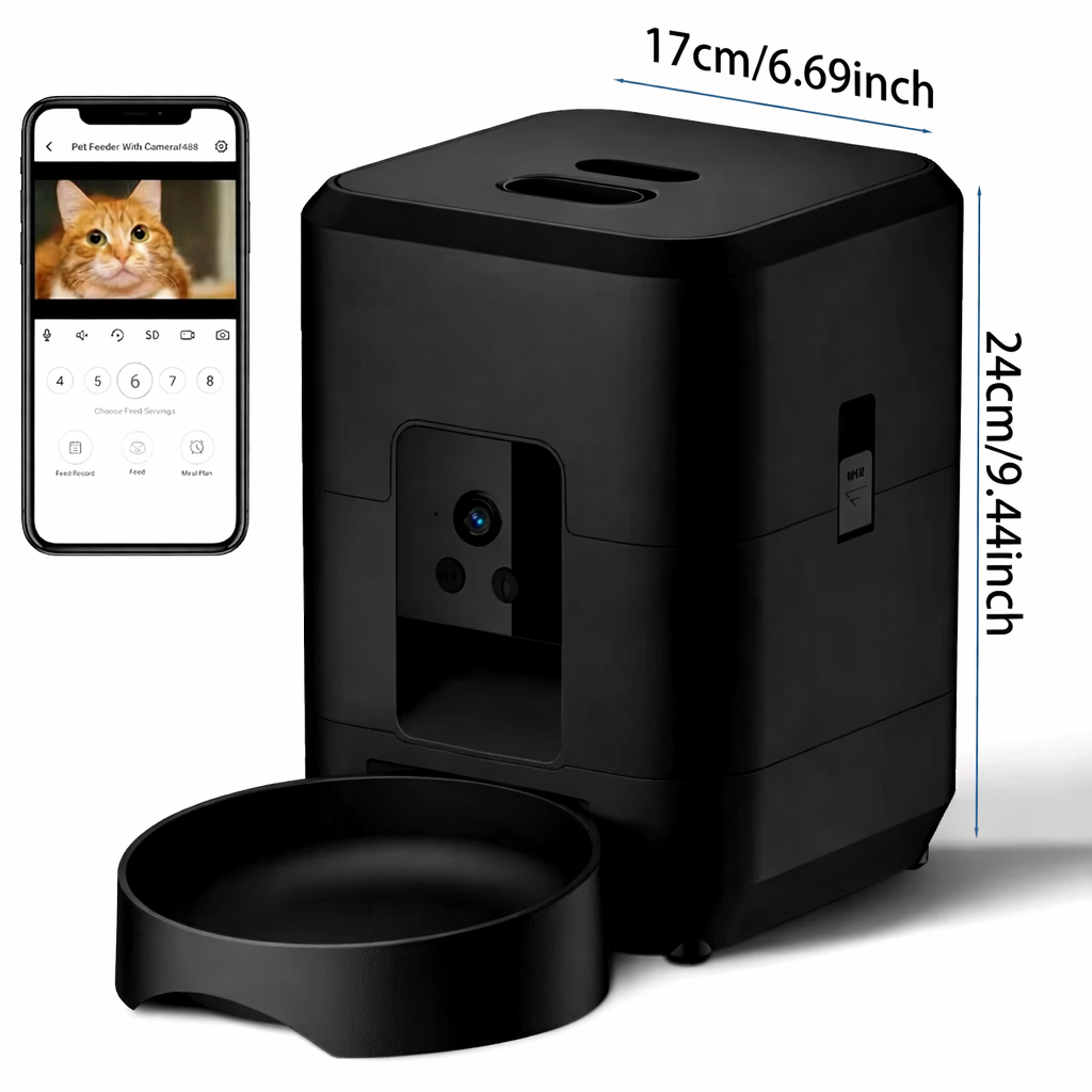 Smart Automatic 2L Pet Feeder with Wi-Fi & Camera – Remote App Control for Cats & Dogs