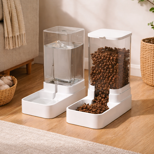 1Pc/2Pcs 1.5Kg/3.3L Convenient and Stylish Automatic Pet Feeder and Water Bowl Set for Indoor Dogs/Cats