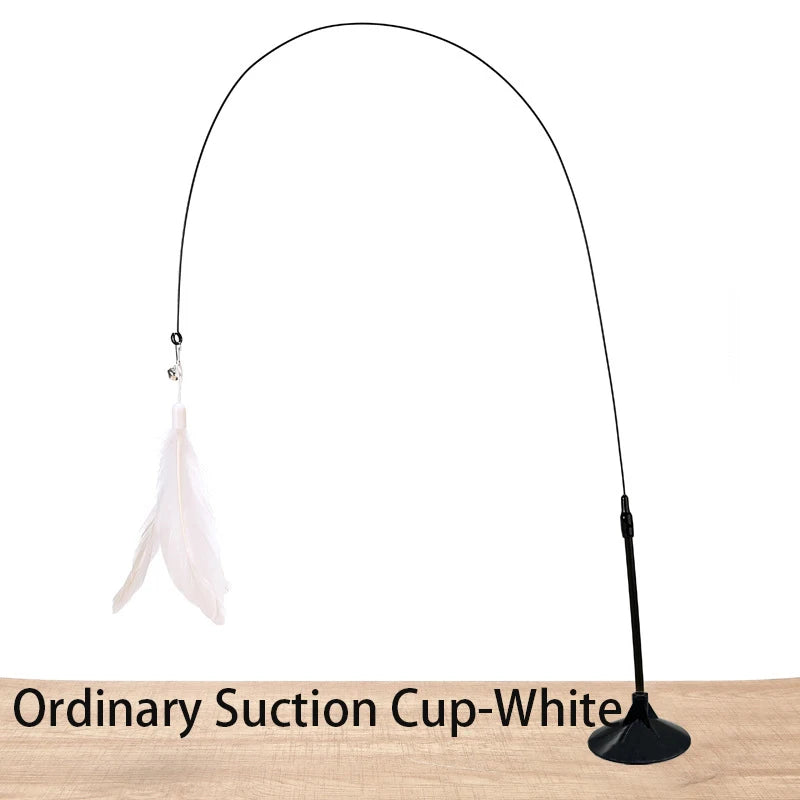 Hands-Free Interactive Cat Toy – Suction Cup Feather Wand Teaser for Active Indoor Cats