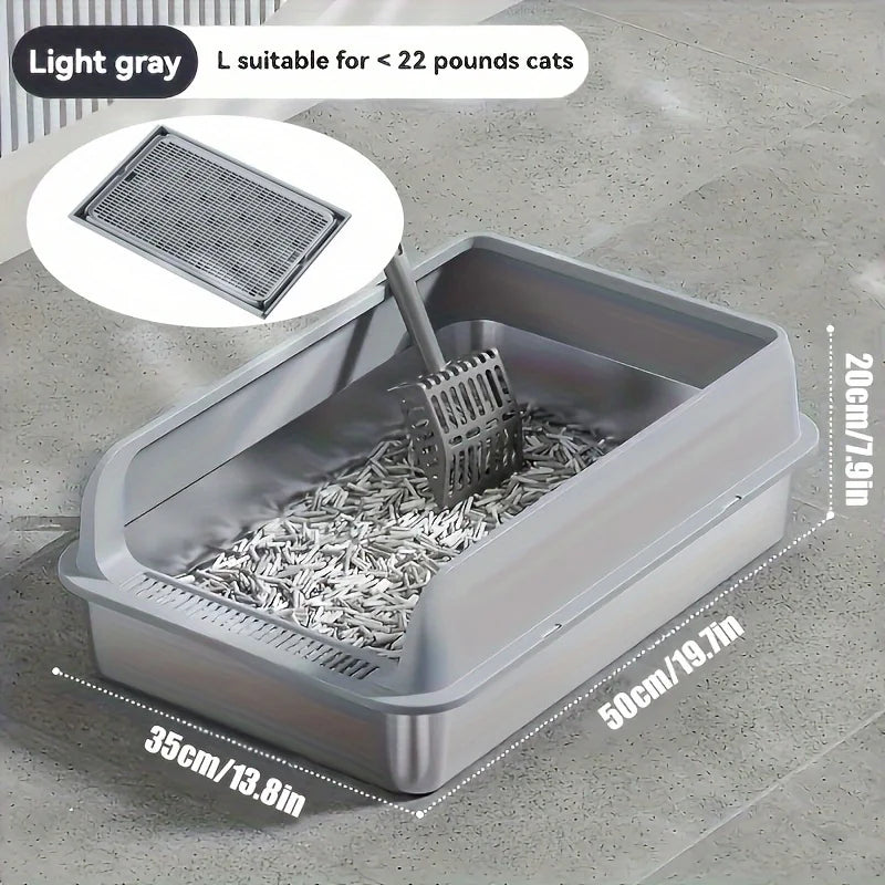 Extra Large Stainless Steel Enclosed Cat Litter Box with Lid - High-Sided, Leak-Proof & Easy to Clean"