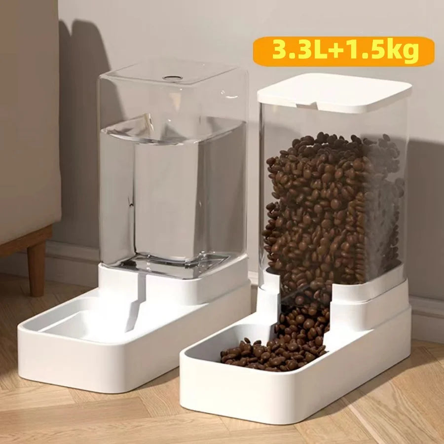 1Pc/2Pcs 1.5Kg/3.3L Convenient and Stylish Automatic Pet Feeder and Water Bowl Set for Indoor Dogs/Cats