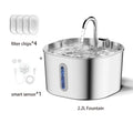 2.2L Stainless Steel Automatic Cat Water Fountain - Stylish Square Design for Pets with Window (No 5V 1A Plug)