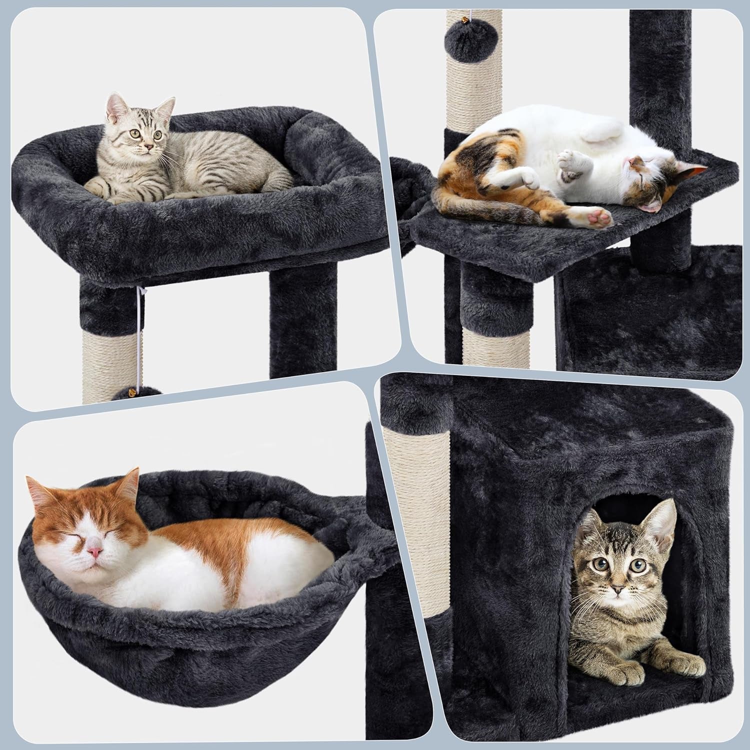 34” Cat Tree Tower for Indoor Cats & Kittens – Scratching Posts, Warm Condo, Plush Nest & Spacious Viewing Platform